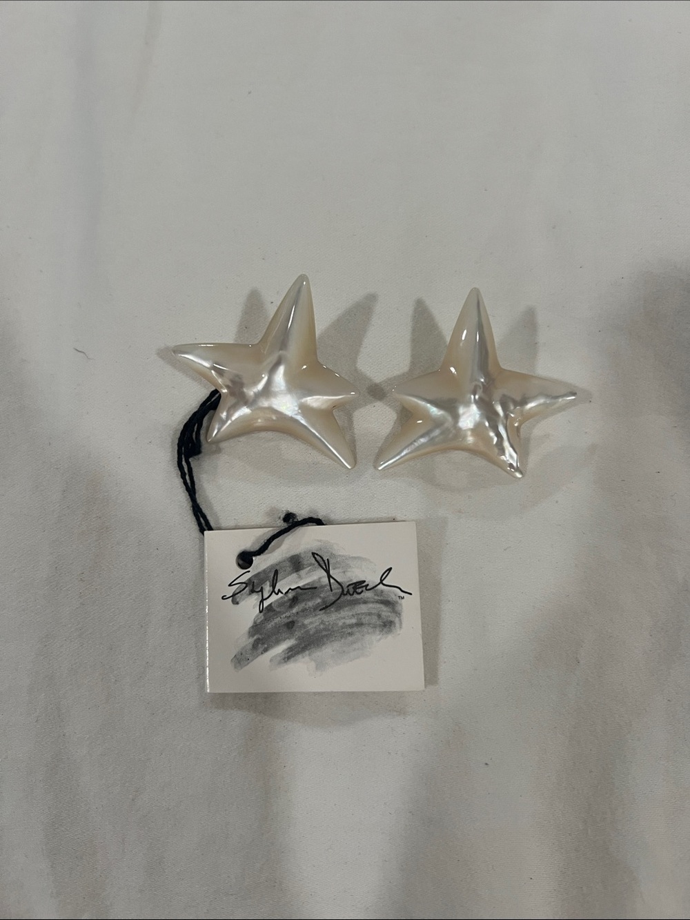 NWT! Stephen Dweck rare White Onyx Star design earrings